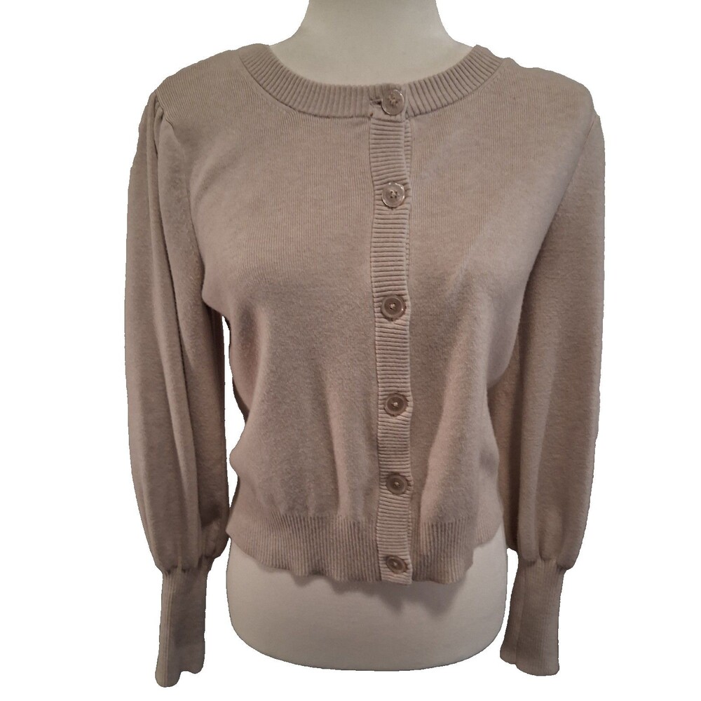 Tahari Women's Cardigan Puff Sleeves Size M Classic Staple